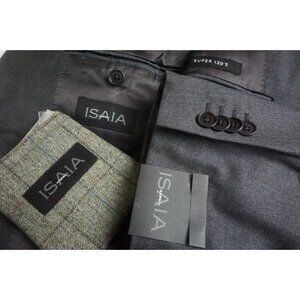 Isaia Enrico A Solid Gray S120s Wool 2 Pc Suit Jacket Pants 44R BRAND NEW
